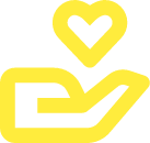Hand holding heart icon representing financial support and giving