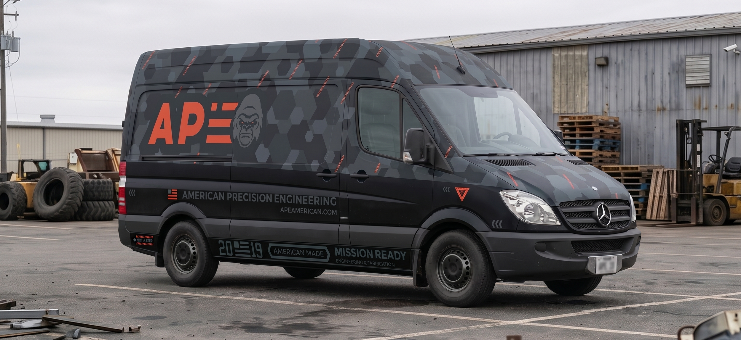 Custom brand identity and professional business collateral designed for American Precision Engineering firm in Texas.