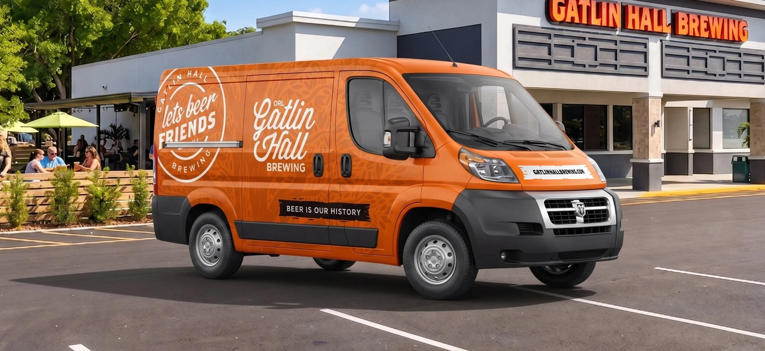 Custom wrapped delivery truck for Gatlin Hall Brewing in Orlando