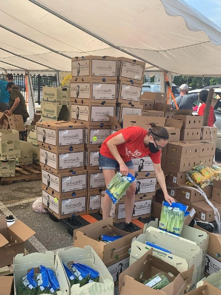 When donations arrived in palets, local agencies opened pop-up sites where people could pick up food.