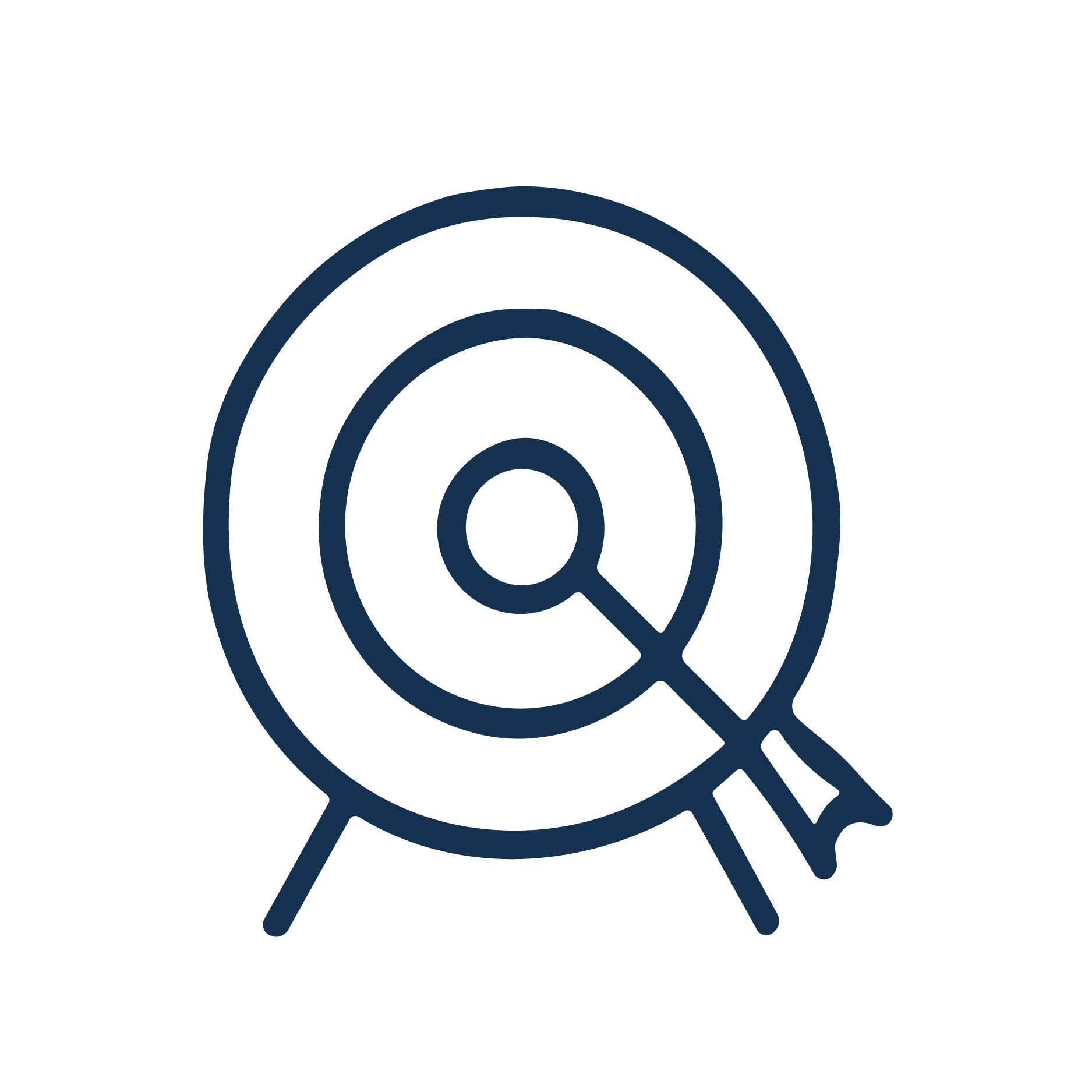 Magnifying glass over concentric circles design with target icon inside