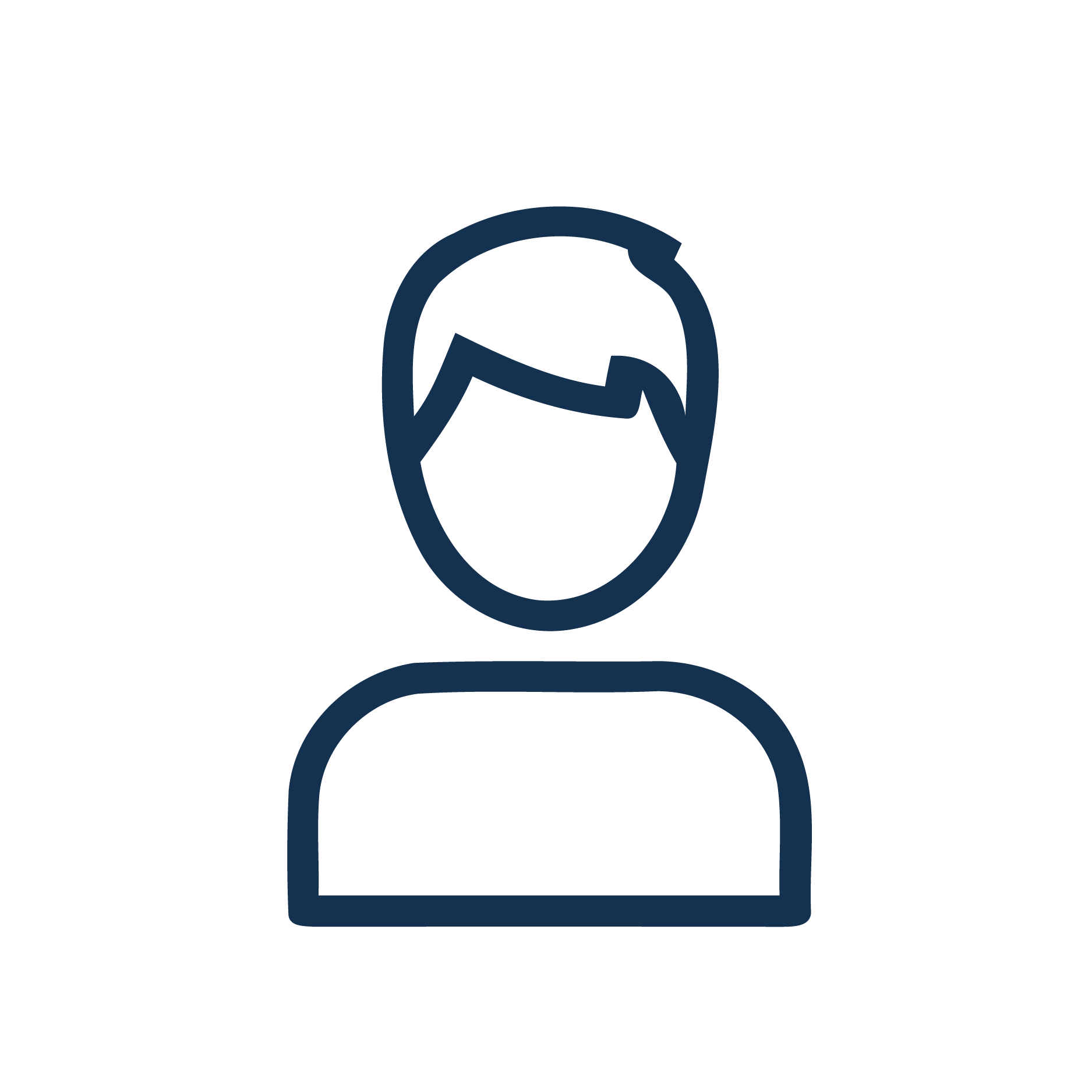 Outline of a person's head and shoulders with a lock symbol in the center, representing security or privacy.