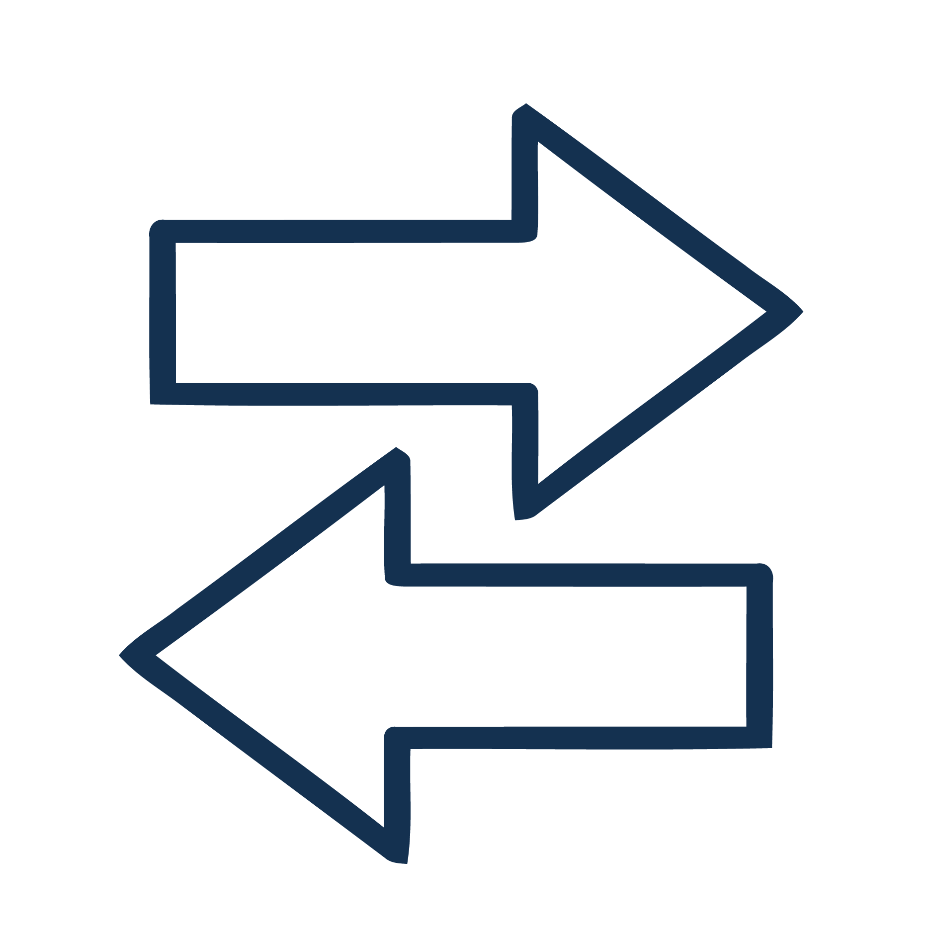 The image features two large arrows pointing in opposite directions, one to the left and one to the right, outlined in dark blue on a black background.