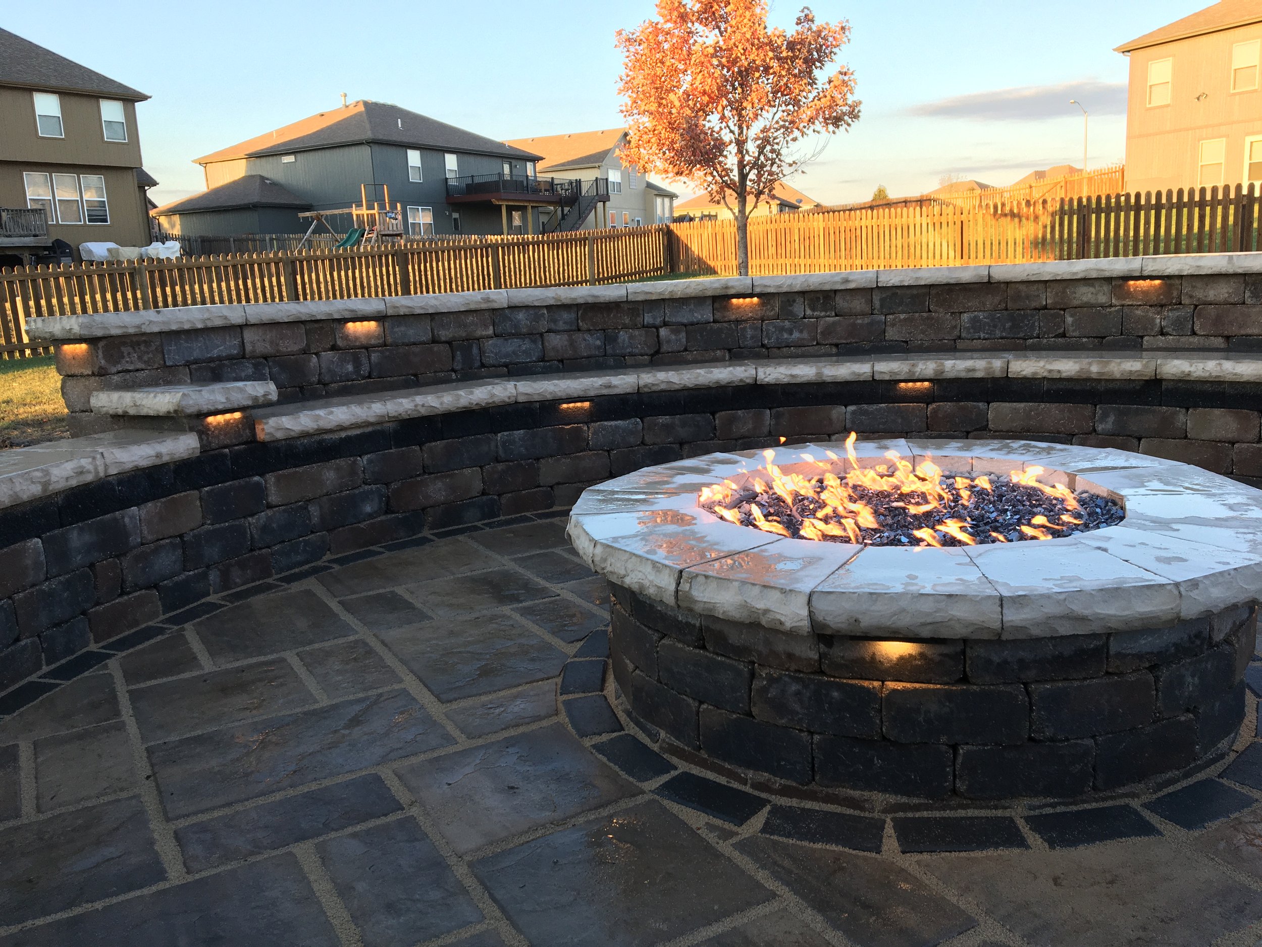 Stone seating wall from a project Jake worked on before founding Show Me Stoneworks.