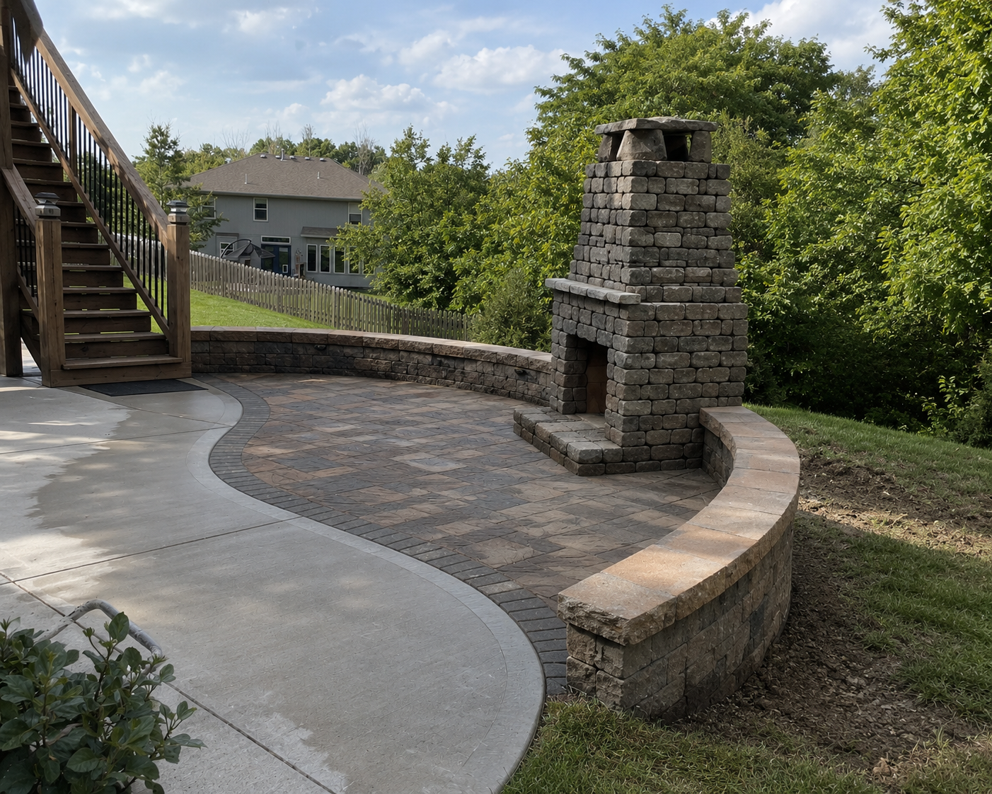 Retaining Wall - Paver Patio - Fireplace