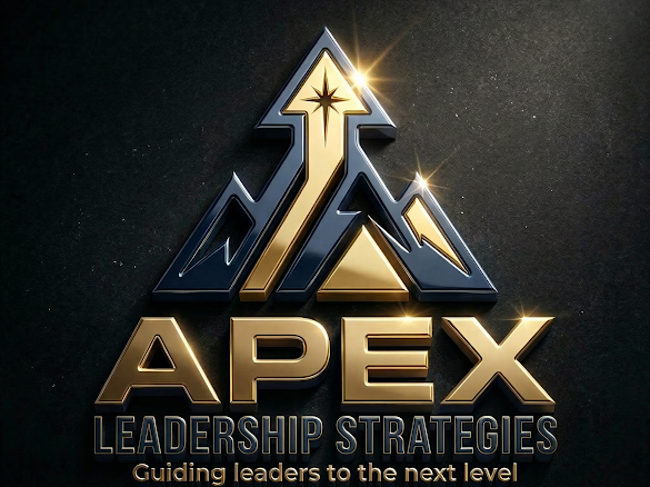 Logo for Apex Leadership Strategies featuring a stylized arrow pointing upward with a star at the tip, and text that reads 'Apex Leadership Strategies' and 'Guiding leaders to the next level'.