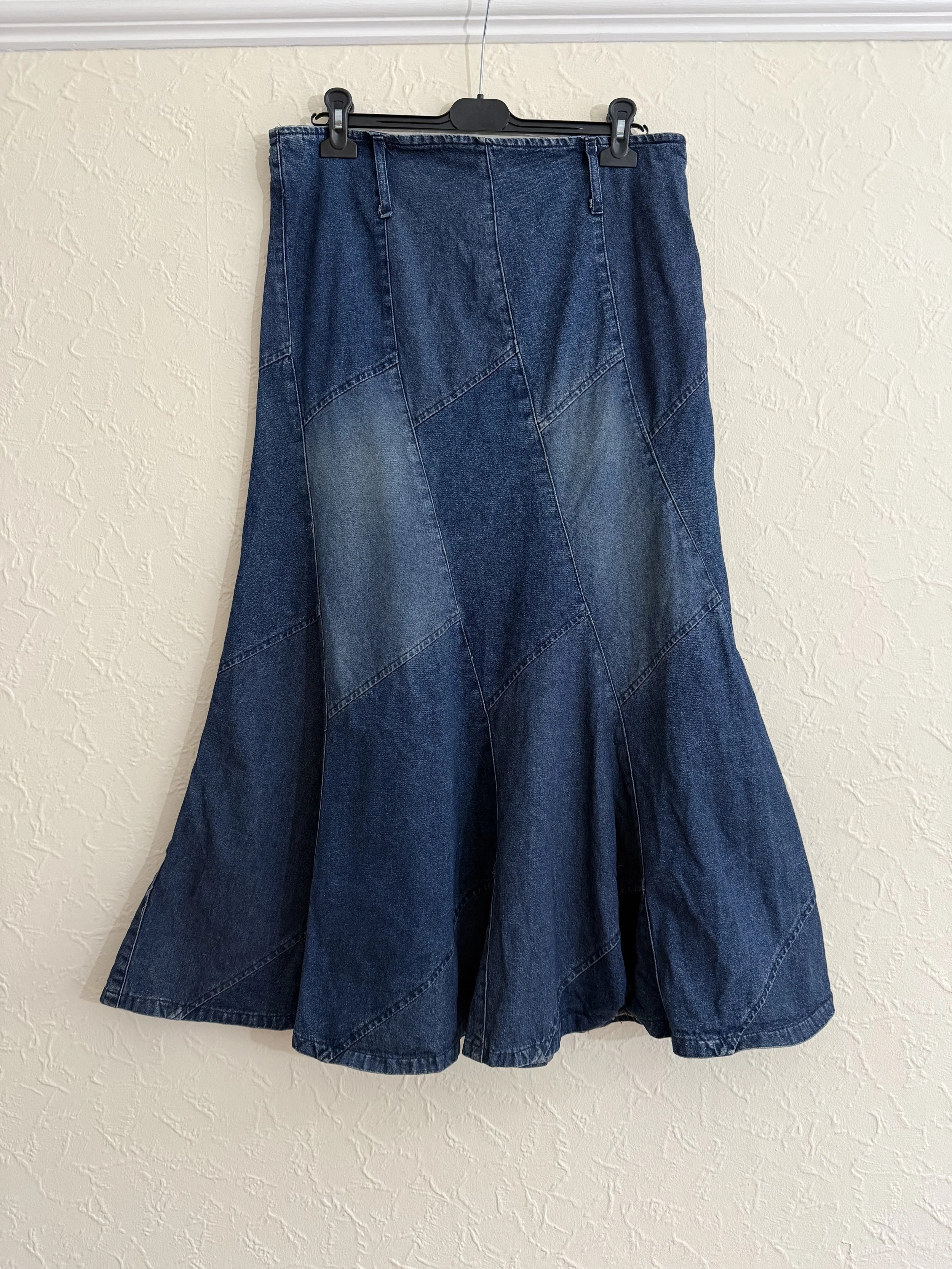 Vintage Blue Patchwork Maxi Skirt 16