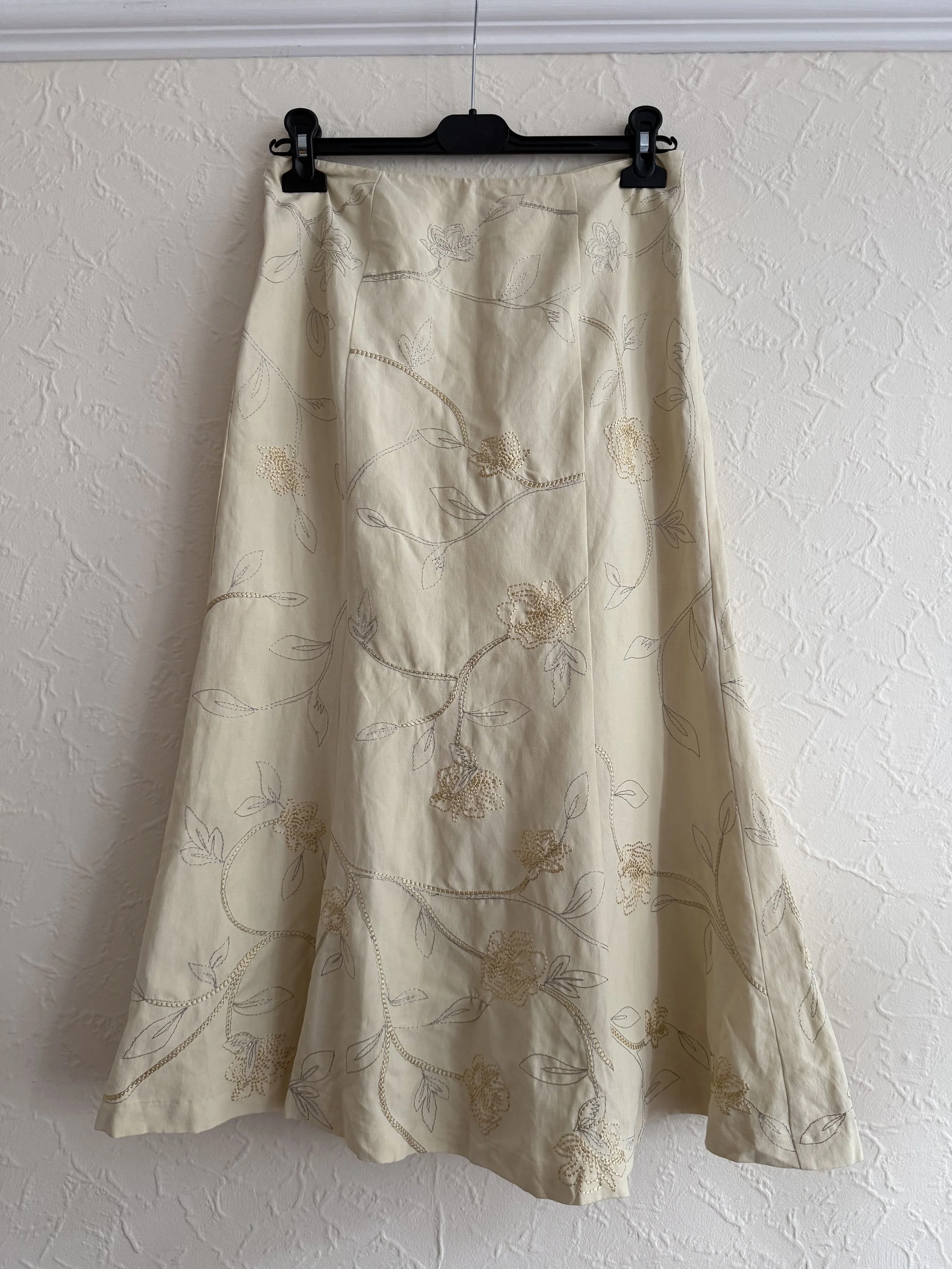 Precis Petite cream embroidered midi skirt 10