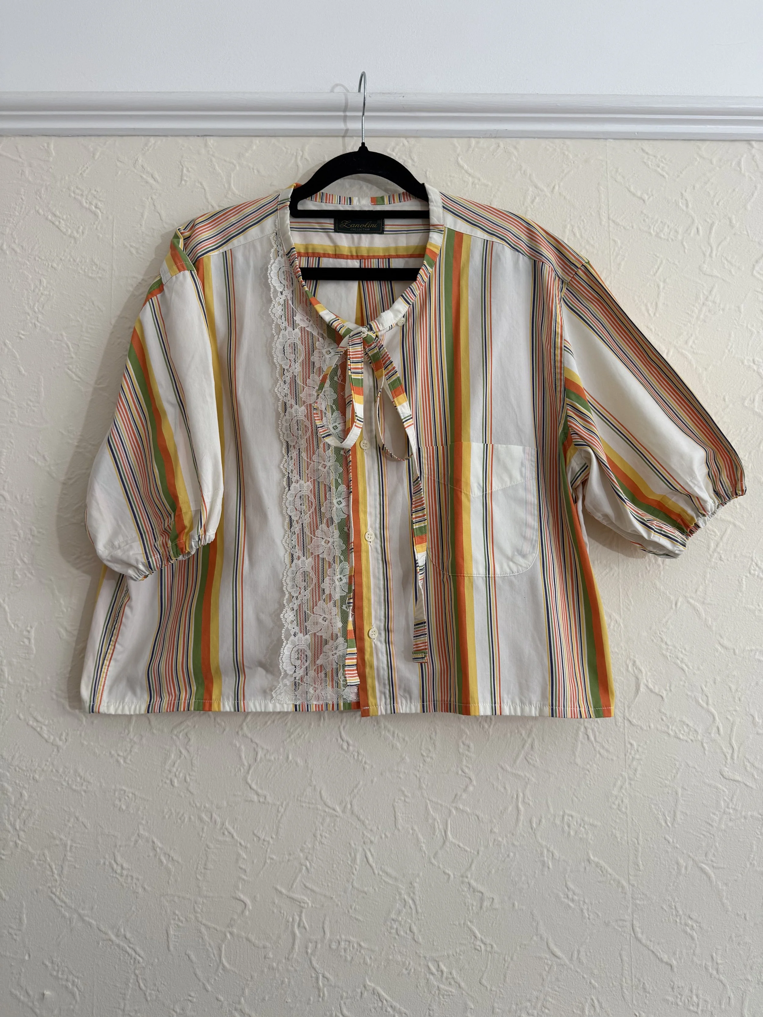 Vintage Lanolini upcycled striped blouse XL
