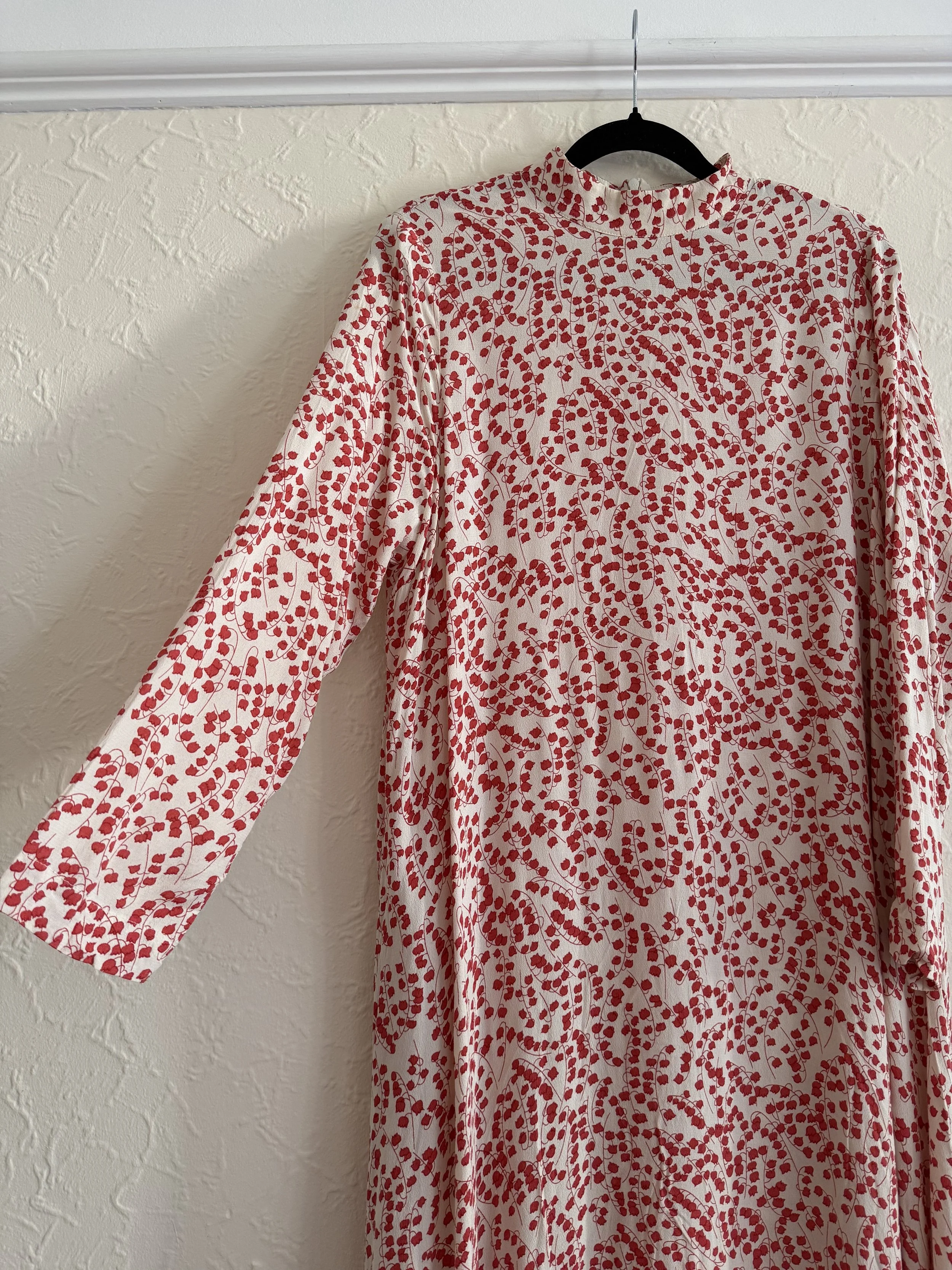 Ganni Goldstone Floral Print Crepe Dress 8