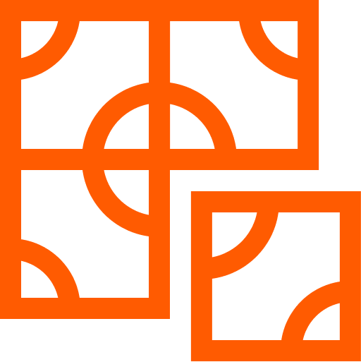 Abstract geometric pattern with orange lines forming a basketball court layout on a black background.