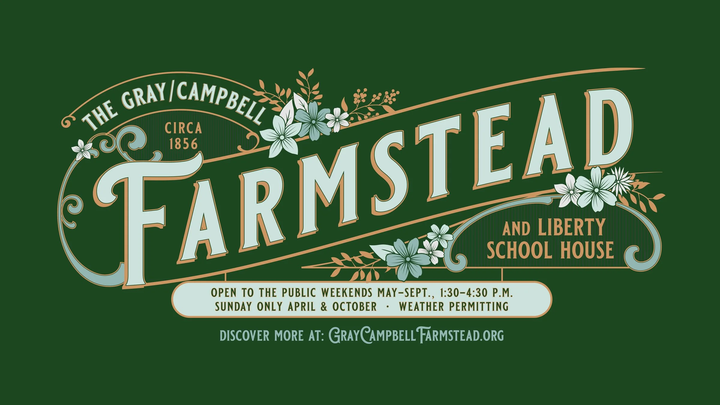 While not a logo, the Gray/Campbell Farmstead wanted a new sign that reflected the 1800s style found on the property. The result is this whimsical display with an art deco flair.