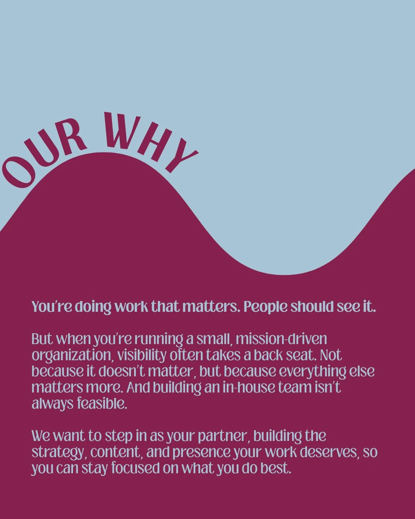 You&rsquo;re doing work that matters. We&rsquo;ll make sure people know about it. 

#smallbusiness #smallbusinessmarketing #marketingagency #creativeagency
