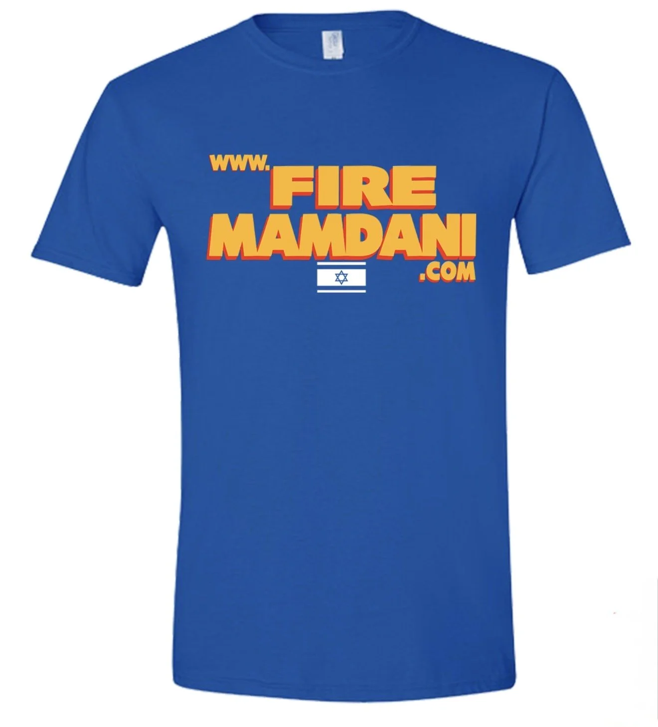 FIre Mamdani T Shirt 100% Cotton - Blue with Israel Flag