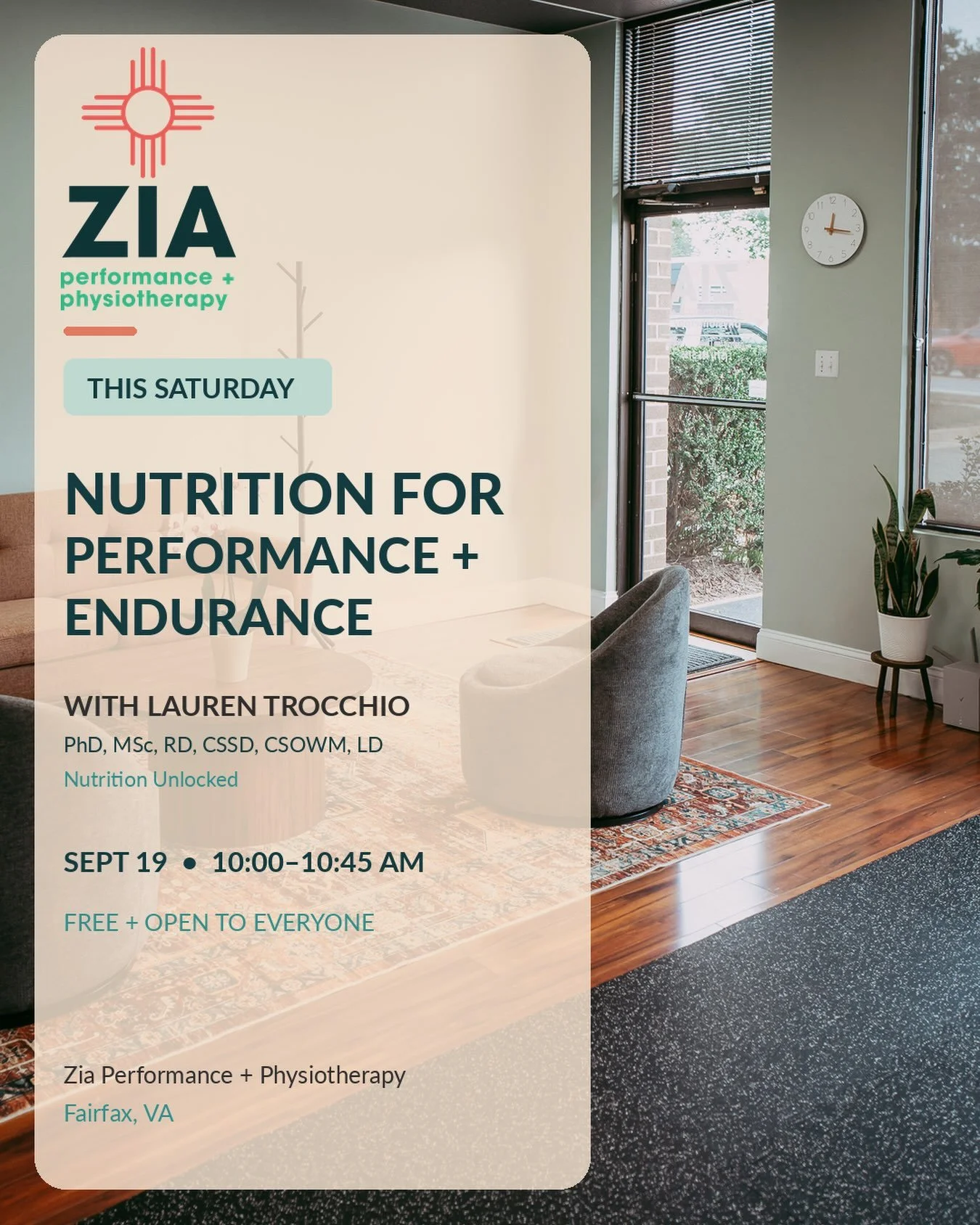You train hard &mdash; are you fueling for it?

This Saturday, we&rsquo;re kicking off our Fall Nutrition Workshop Series with Lauren Trocchio, PhD, MSc, RD, CSSD, CSOWM, LD of Nutrition Unlocked for Nutrition for Performance &amp; Endurance.

Lauren