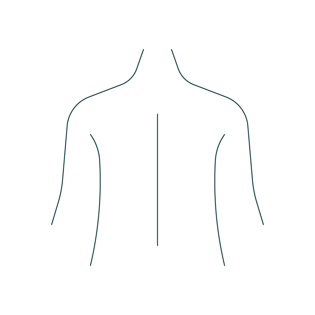 Line drawing of a human torso representing spinal ailgnment.