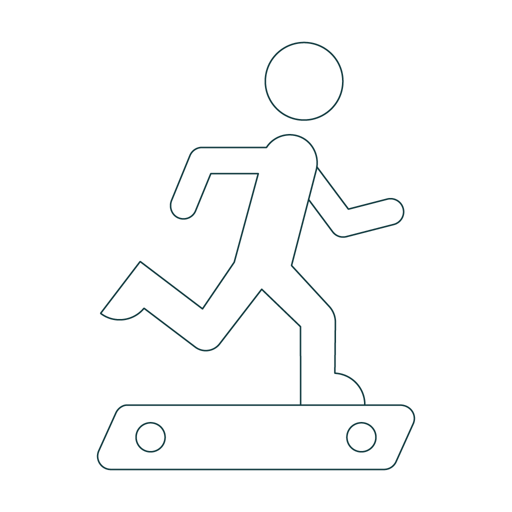 Outline of a person running on a treadmill.