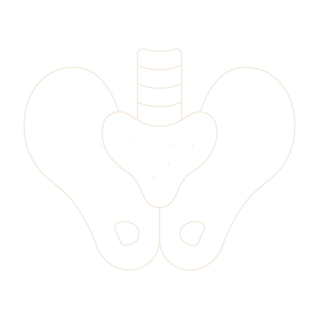 Line drawing of a person with hands on hips, standing next to a suitcase and holding a circular object, on a black background.
