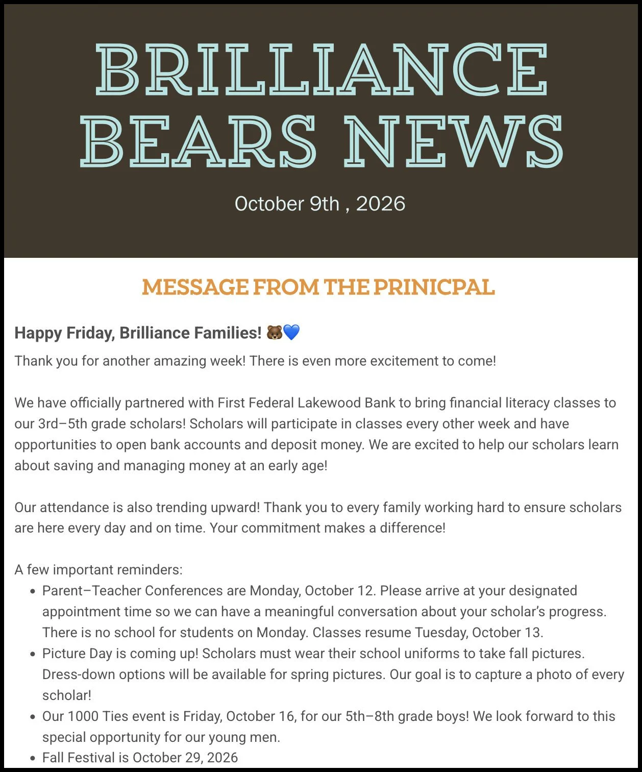 Newsletter - October 9, 2026