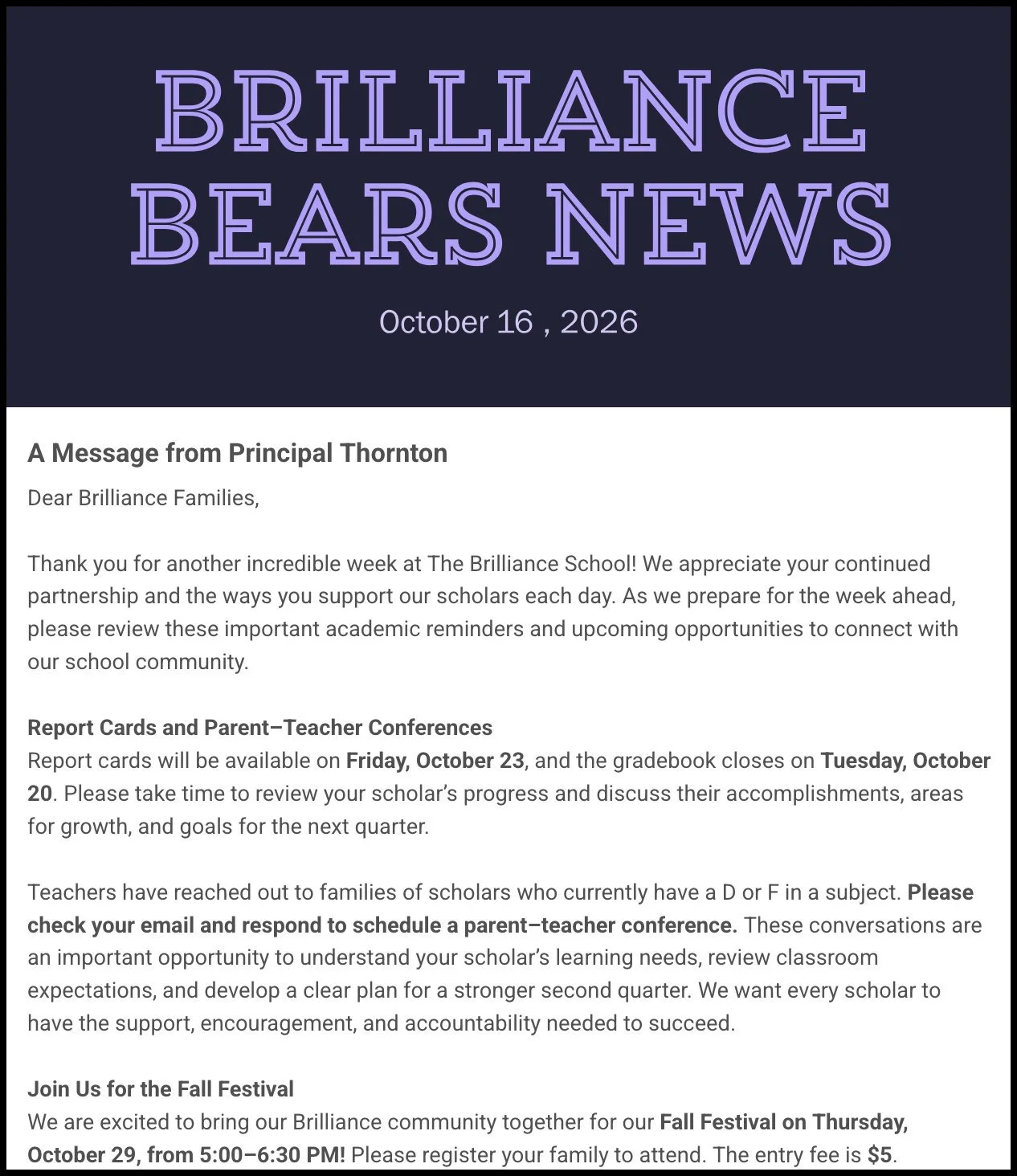 Newsletter - October 16,2026