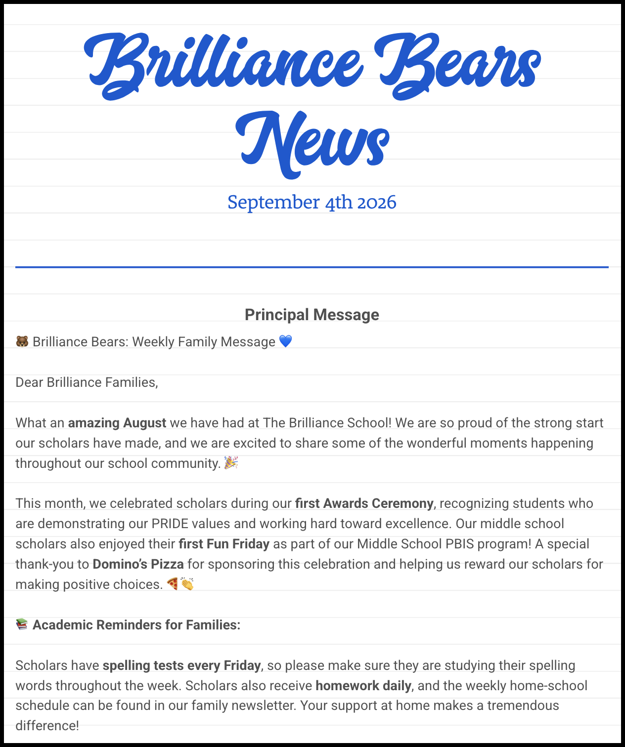 Newsletter - September 4, 2026