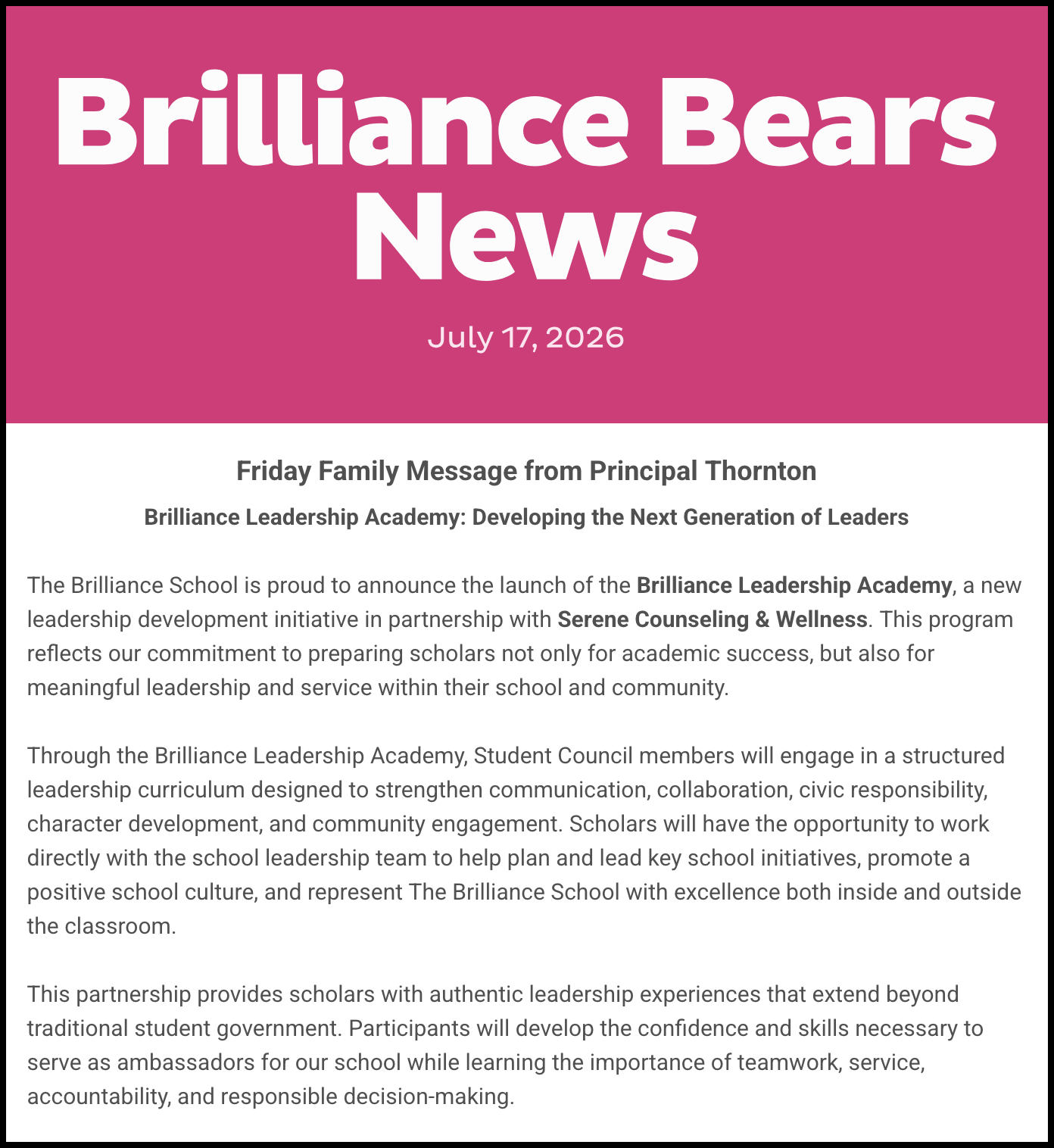 Newsletter - July 17, 2026