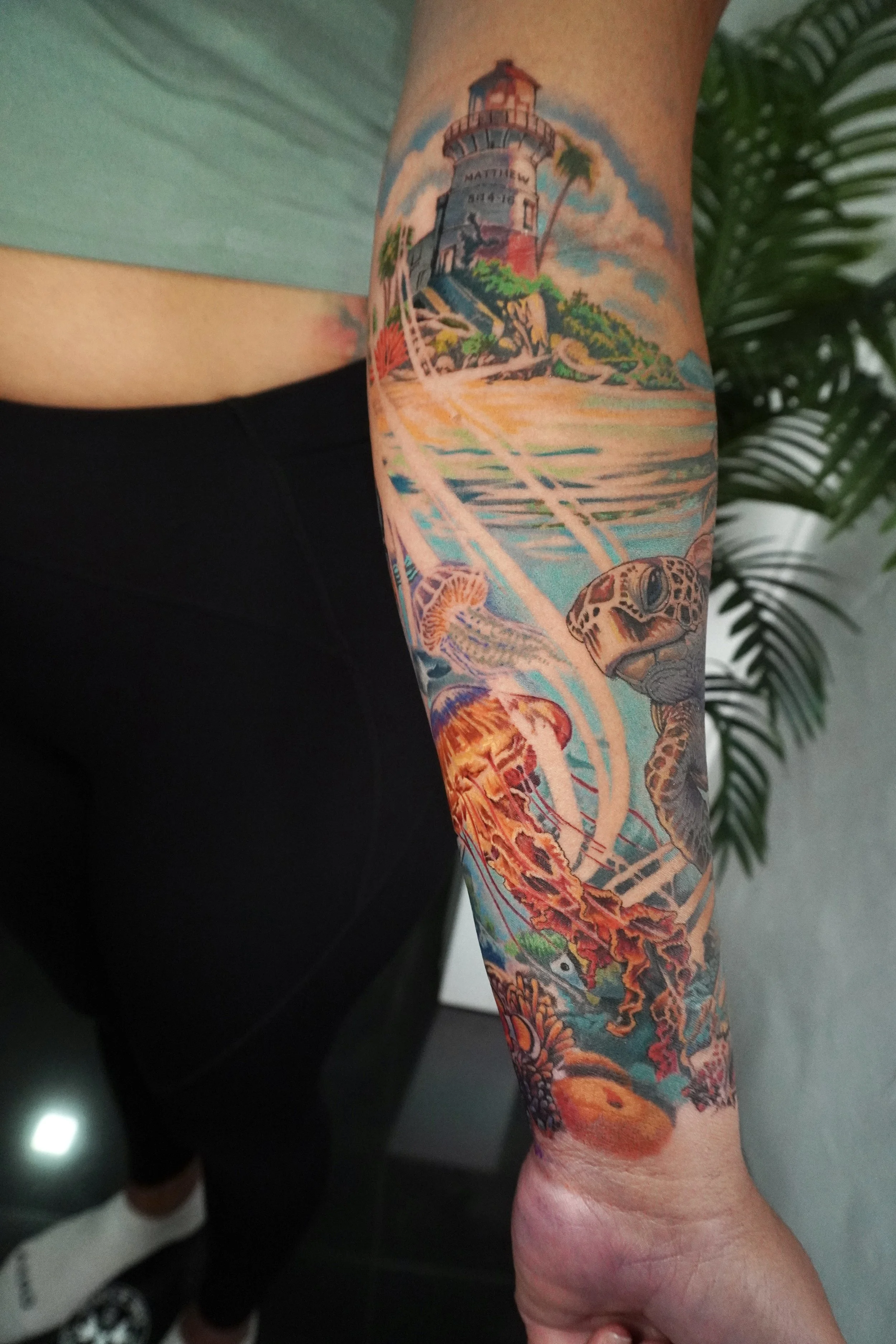 turtle and jellyfish tattoo Trinidad