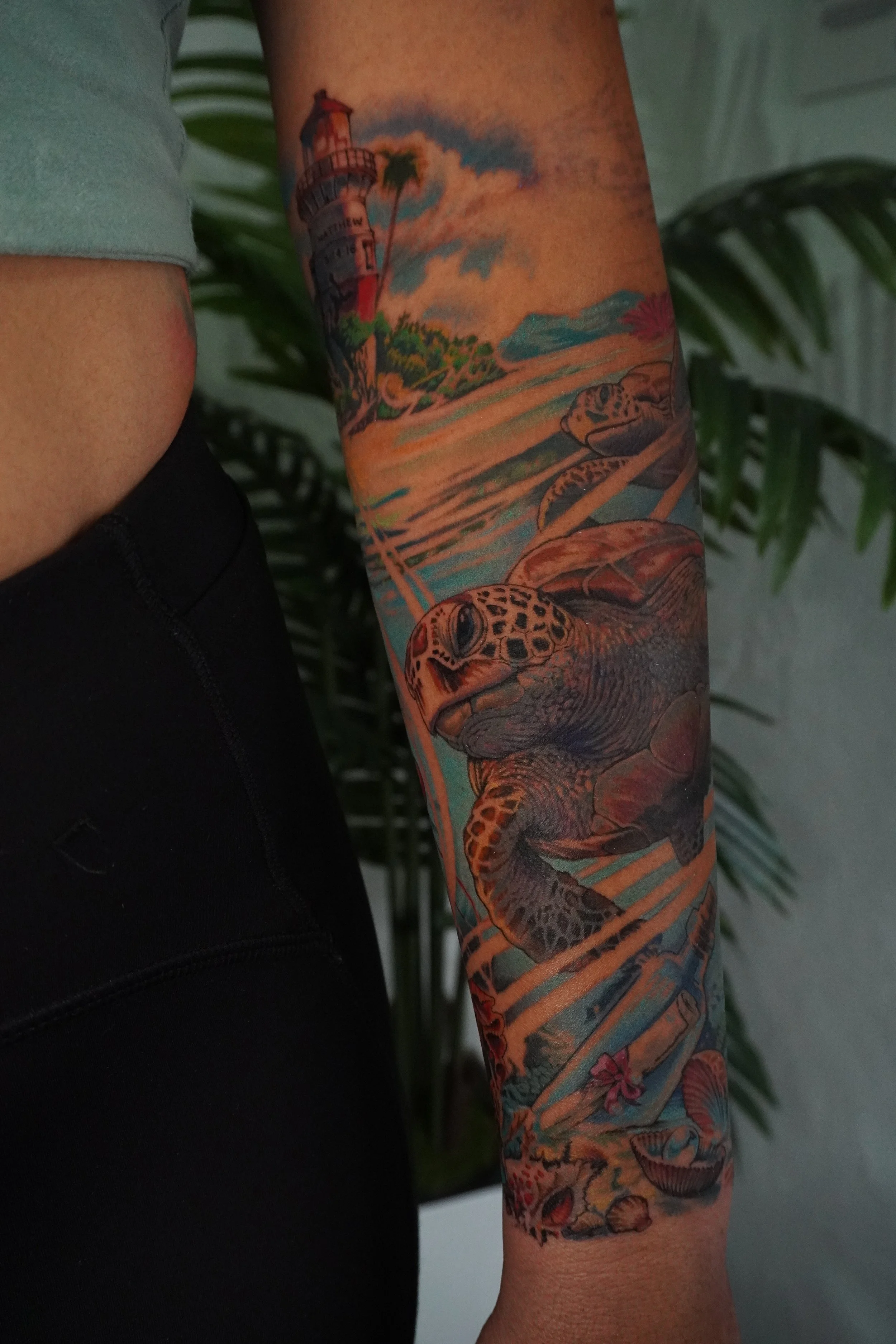 beach tattoo turtle tattoo lighthouse tattoo Trinidad