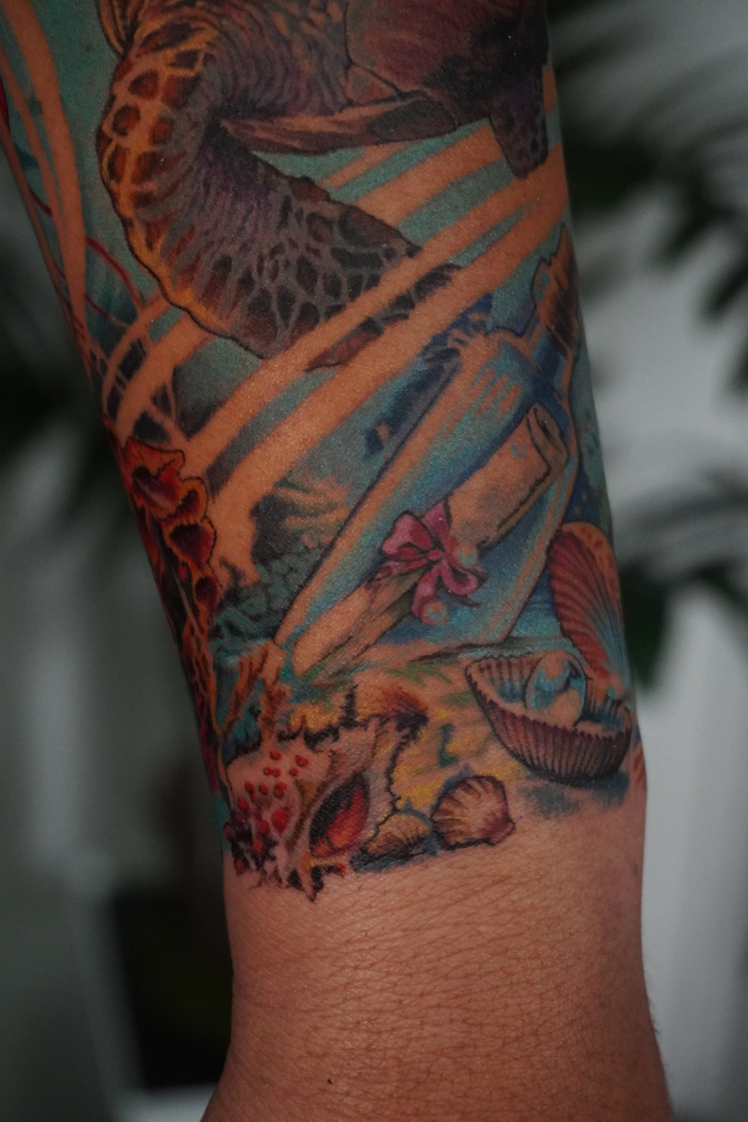 reef tattoo ocean tattoo sea tattoo turtle tattoo shells tattoo clam and pearl tattoo bottle note tattoo Trinidad