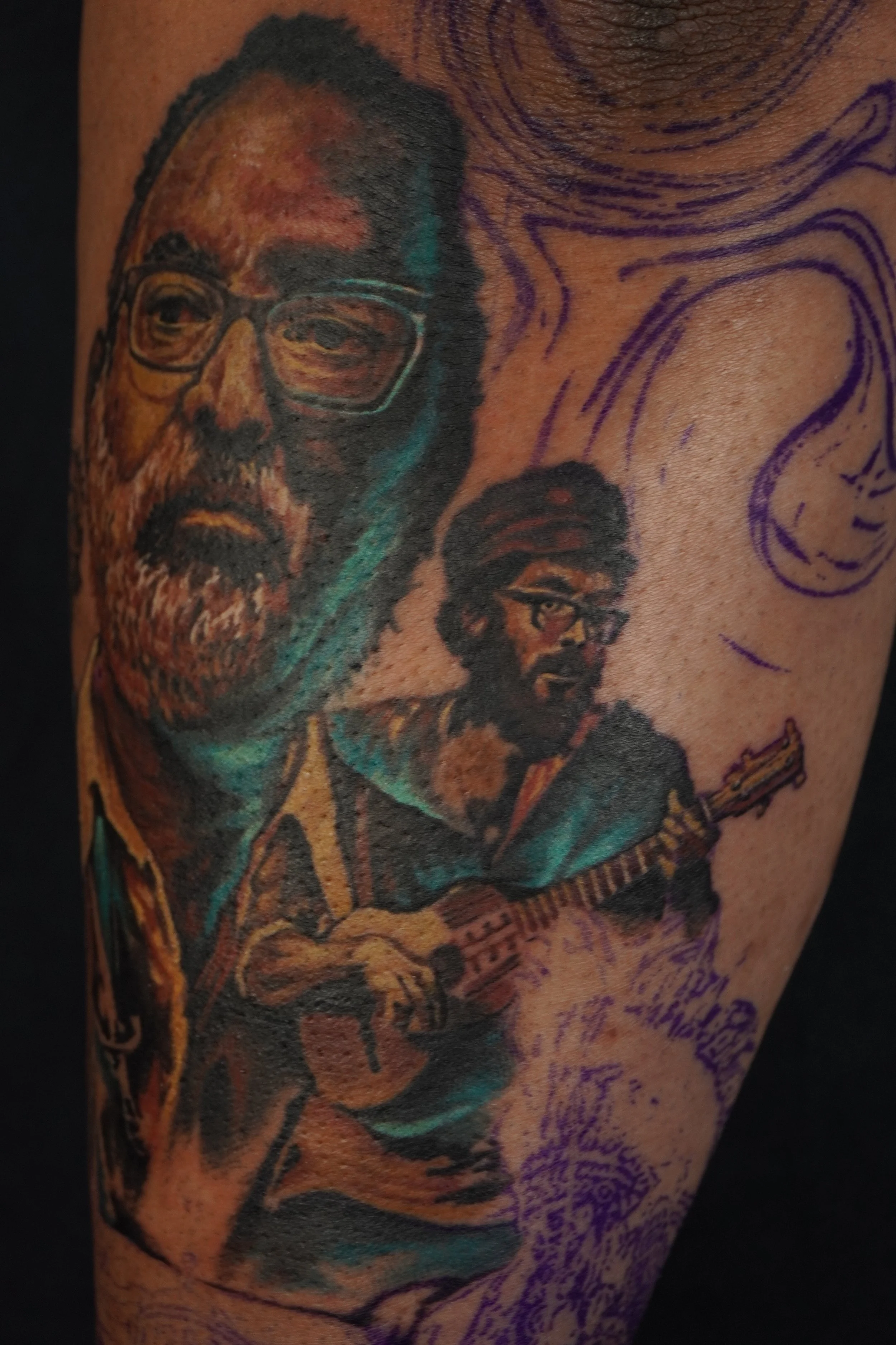 guitar tattoo portrait tattoo