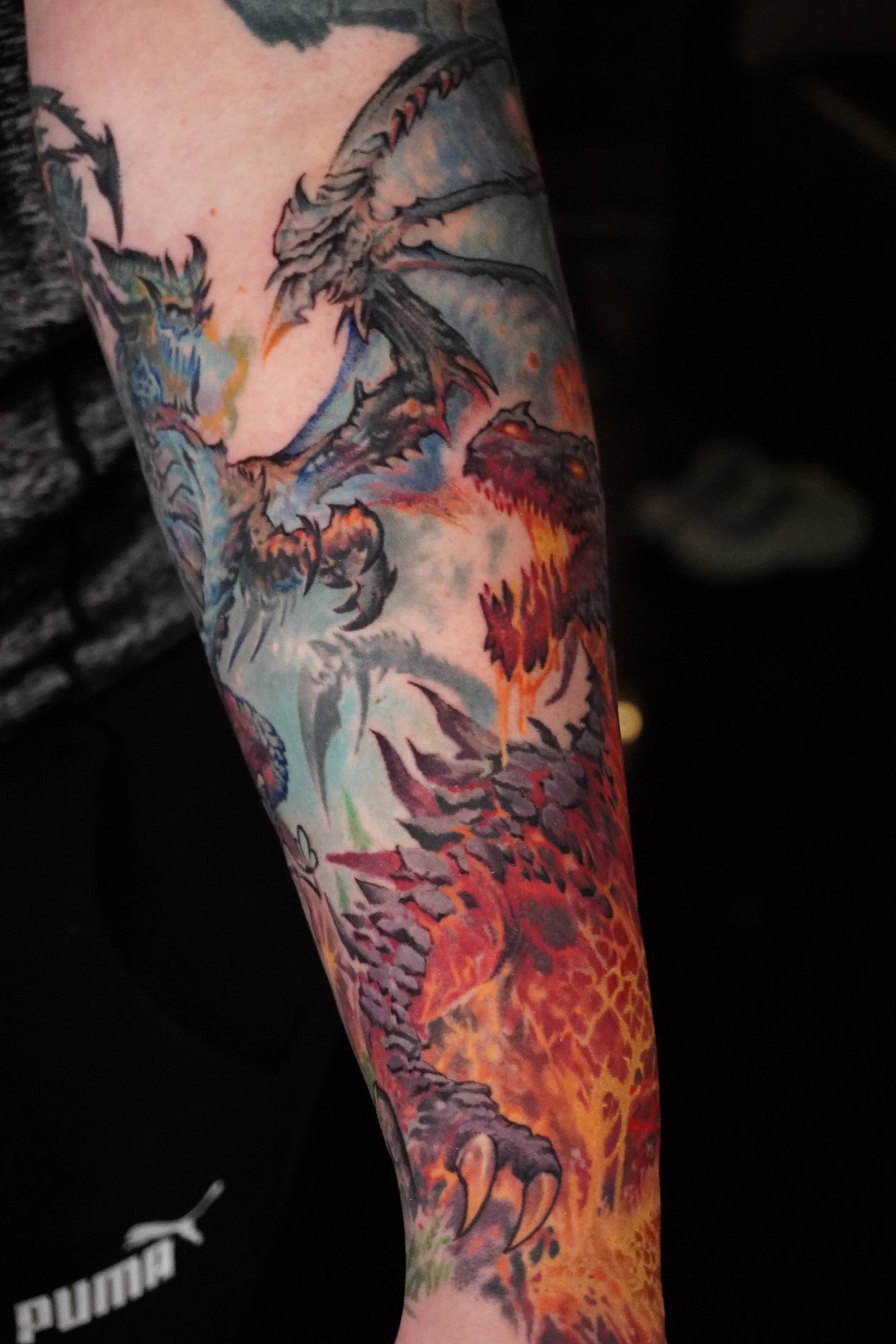 Two dragons battle tattoo Trinidad