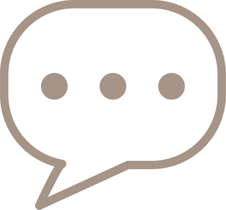 Chat bubble icon with three dots inside.