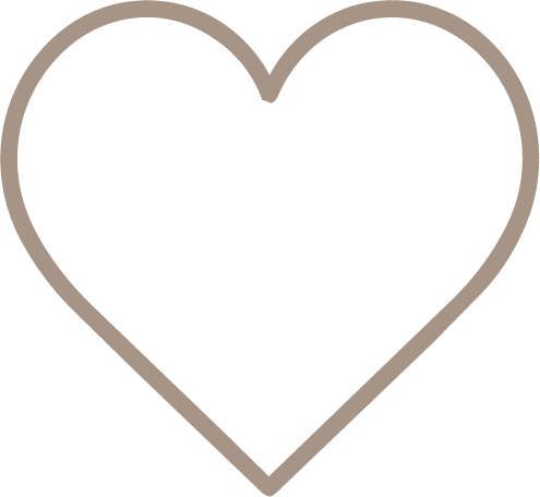 Outline of a heart shape with a black interior and a light brown border.