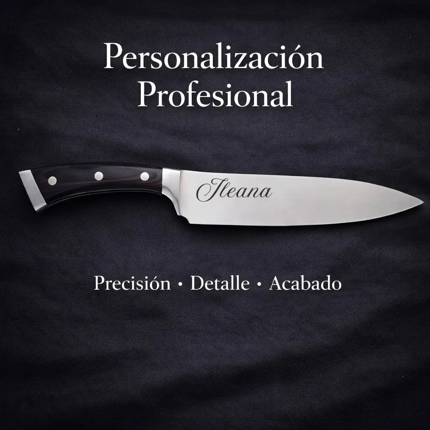 Personalizamos tu cuchillo para que sea &uacute;nico &mdash; grabados precisos, acabados de alta calidad y atenci&oacute;n a cada detalle.

Ideal para chefs, coleccionistas o como regalo especial.
Escr&iacute;benos al DM para cotizar y ver opciones d