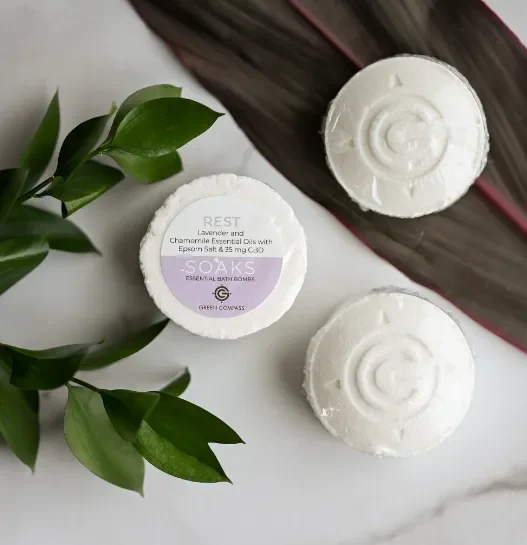 The Best Bath Bombs: with full-spectrum CBD and essential oils like lavender, peppermint, and eucalyptus, Green Compass bath bombs promote calm, relieve tension, and encourage deep relaxation. A luxe ritual to unwind your body and soothe your mind af
