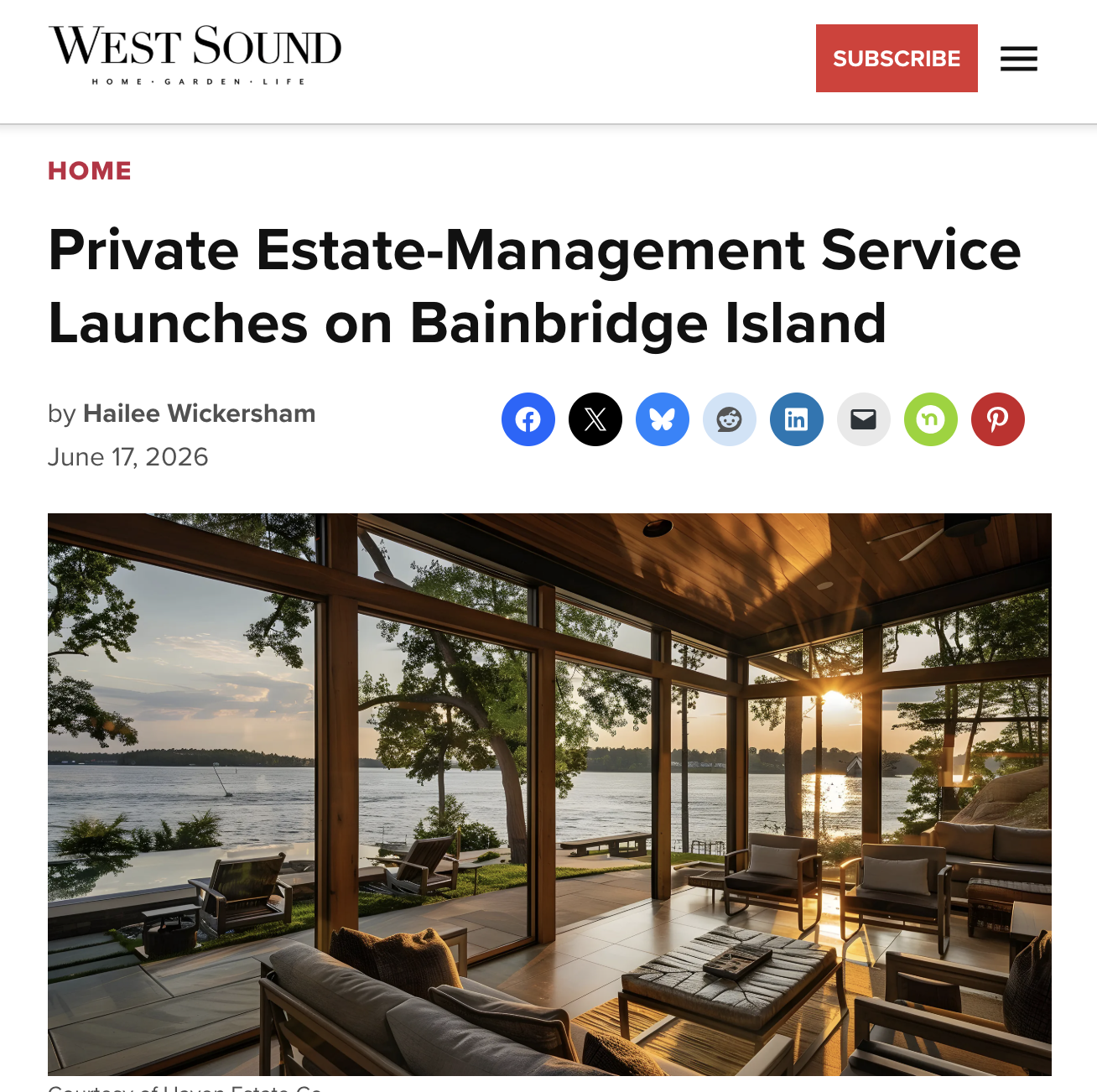 Haven Estate Co. Featured by West Sound Magazine