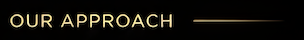Text that says 'Our Approach' in gold font on a black background.