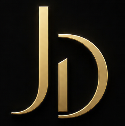 Gold 3D logo with parentheses and vertical line on a black background.