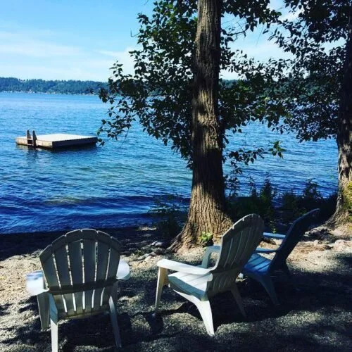 Inglewood Hill neighborhood along Lake Sammamish shoreline with private beach club access in Sammamish Washington