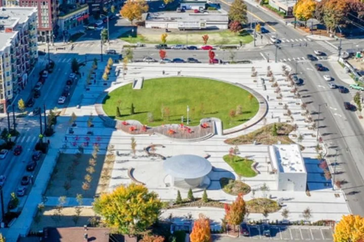 Downtown Redmond community park in the center of town