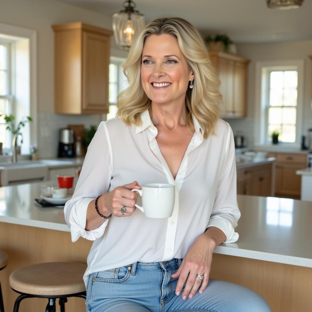 Maggie Vreeburg enjoying coffee with buyers in Sammamish, Washington