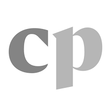 Gray logo with lowercase letters 'c' and 'p' overlapping