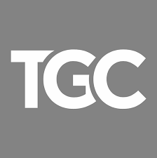 Gray background with white text displaying 'TGC'