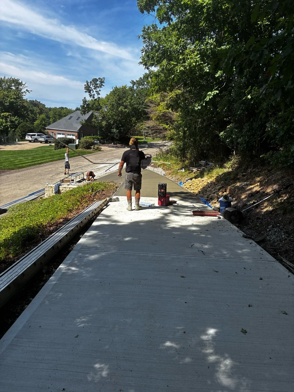 Iron Ridge crew working on a new concrete driveway in Butler, PA
