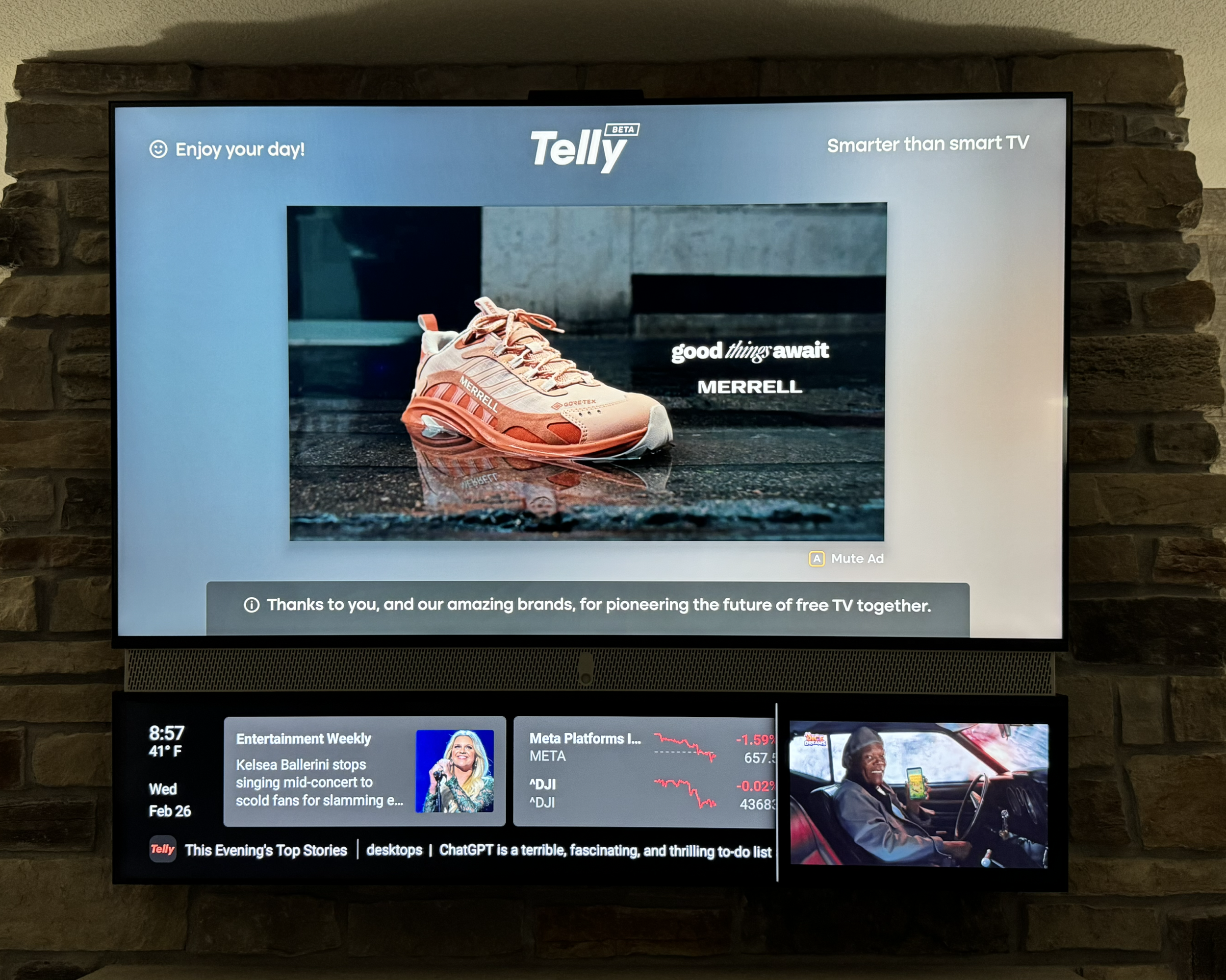 The Free TV That Watches You Back: A Telly Experiment
