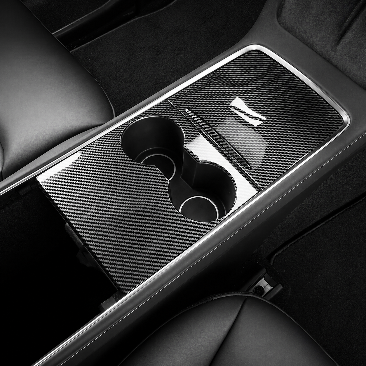 Real Carbon Fiber Center Console Overlay Trim for Tesla Model 3 (2021-2023) & Model Y (2021–2025)