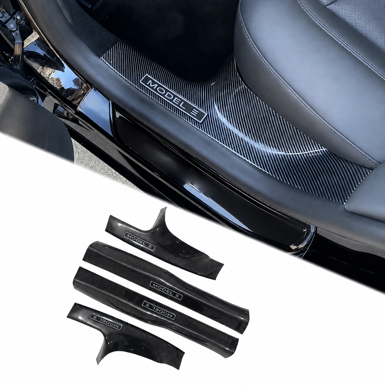 4pcs Door Sill protector- Tesla Model 3 - Highland - CF Pattern-4.png