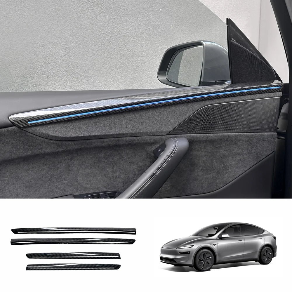 Real Carbon Fiber Door LED Light Strip Covers for Tesla Model Y Juniper (2026+) | Gloss or Matte