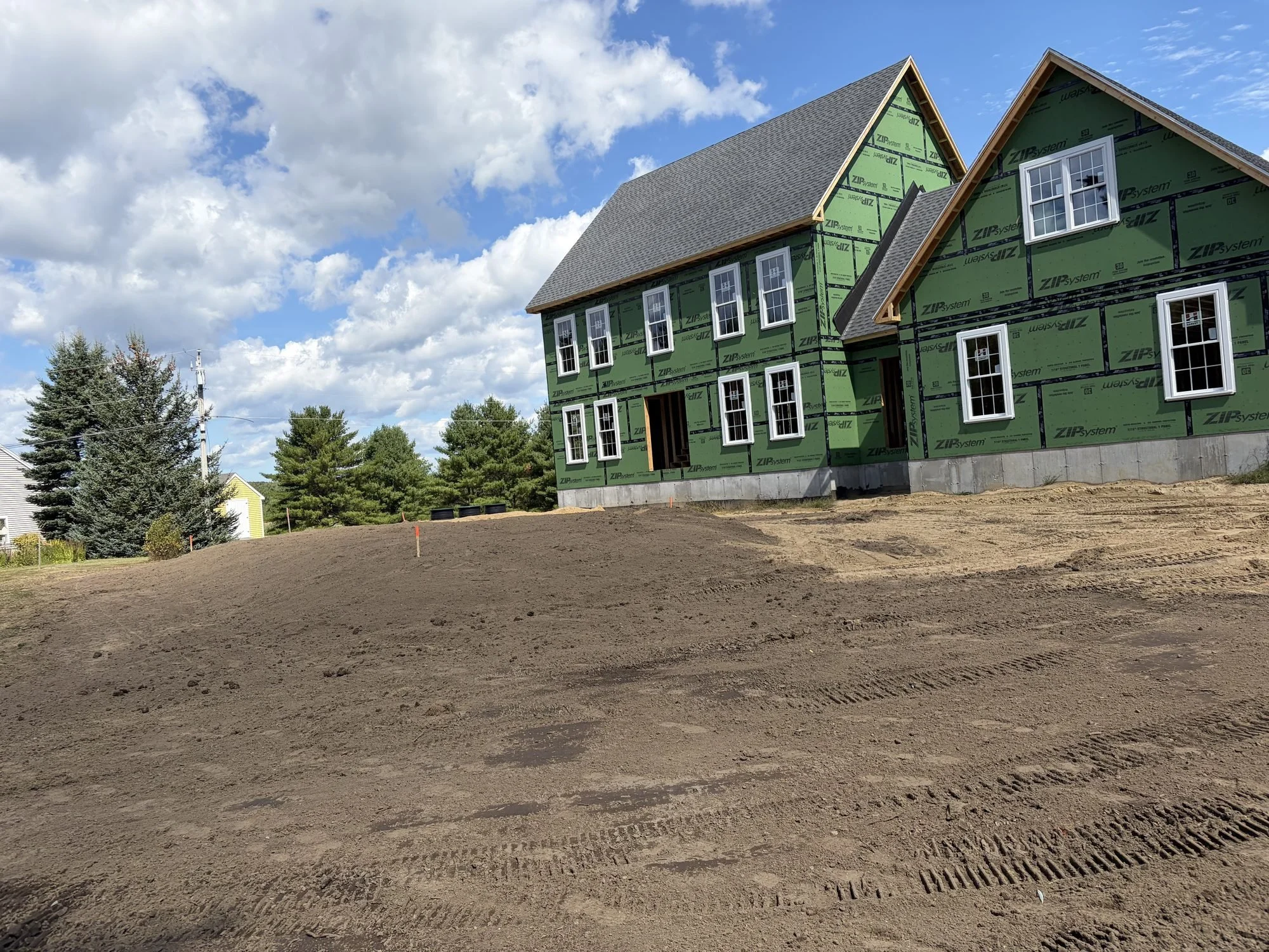 Graded septic installation site at a new construction home in North Berwick, Maine