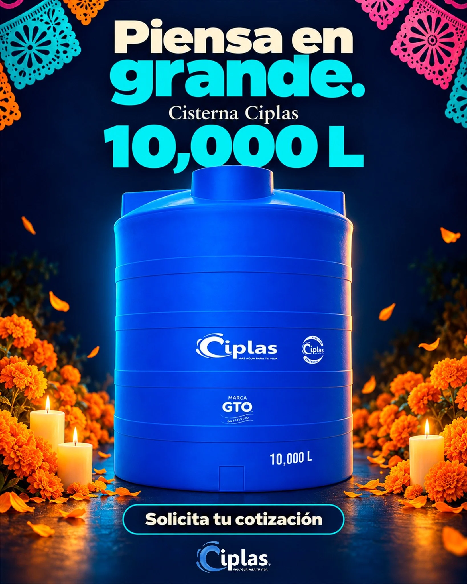 &iquest;Tu proyecto necesita 10,000 L de almacenamiento? Conoce la cisterna Ciplas y consulta precio y disponibilidad. M&aacute;s agua para tu vida. 💧🌼

Env&iacute;anos &laquo;CISTERNA 10000&raquo; para solicitar una cotizaci&oacute;n.